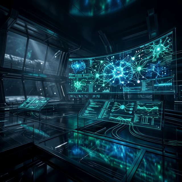 AI Agents Force — futuristic AI command center